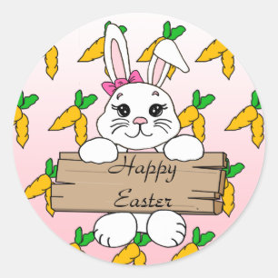 Sticker Rond Bon Pâques, Bouton lapin de Pâques