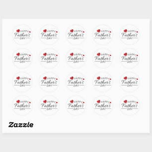 Sticker Rond Bon texte de fête des pères aux coeurs rouges