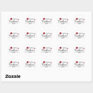 Sticker Rond Bon texte de fête des pères aux coeurs rouges