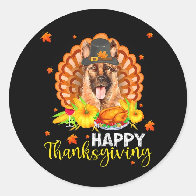 Sticker Rond Bon thanksgiving berger allemand Turquie (Devant)