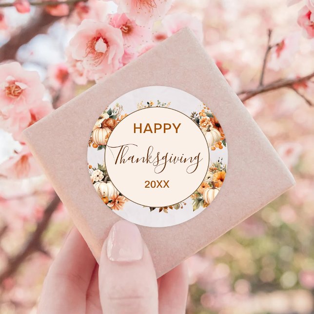 Sticker Rond Bon thanksgiving Citrouille d'automne (Créateur téléchargé)