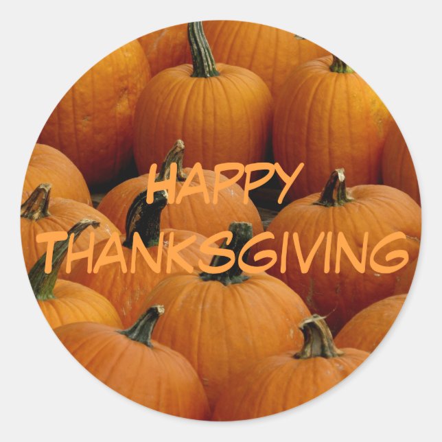 Sticker Rond bon thanksgiving, citrouilles (Devant)