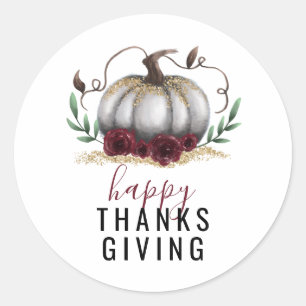 Sticker Rond Bon thanksgiving de Citrouille d'or rustique