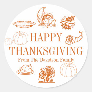 Sticker Rond Bon thanksgiving de nom personnalisé faveurs cadea