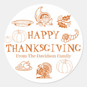 Sticker Rond Bon thanksgiving de nom personnalisé faveurs cadea
