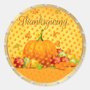 Sticker Rond Bon thanksgiving d'or