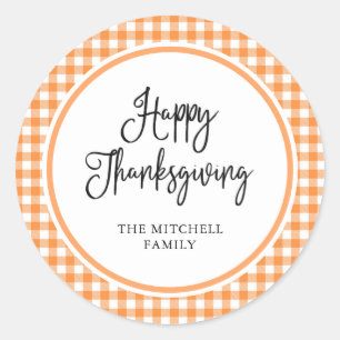 Sticker Rond Bon thanksgiving   En vichy orange