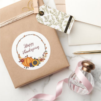 Sticker Rond Bon thanksgiving Fall Wreath