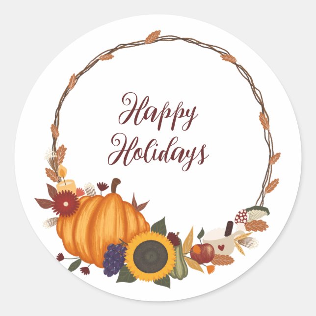 Sticker Rond Bon thanksgiving Fall Wreath (Devant)