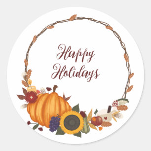 Sticker Rond Bon thanksgiving Fall Wreath