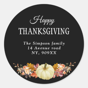 Sticker Rond bon thanksgiving floral de récolte d'automne