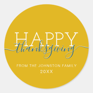 Sticker Rond Bon thanksgiving jaune moutarde