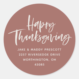 Sticker Rond Bon thanksgiving moderne rose adresse de retour