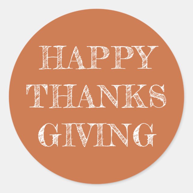 Sticker Rond Bon thanksgiving Moderne Simple Brûlé Orange (Devant)