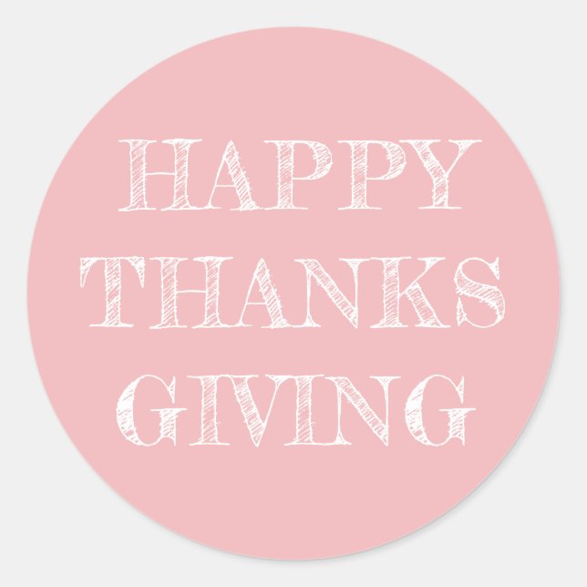 Sticker Rond Bon thanksgiving Moderne Simple Rose rose (Devant)