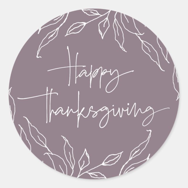 Sticker Rond Bon thanksgiving Motif Mauve Leaf (Devant)