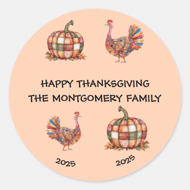 Sticker Rond Bon thanksgiving personnalisé (Devant)