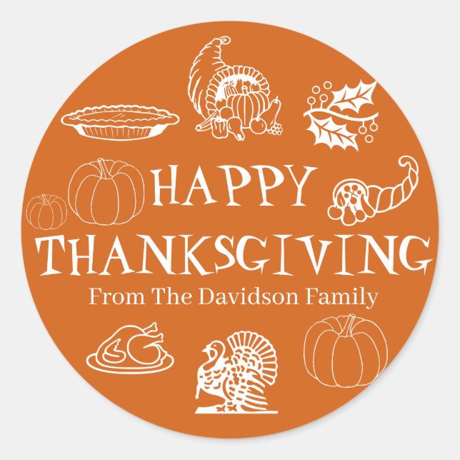 Sticker Rond Bon thanksgiving personnalisé nom cadeau faveur (Devant)