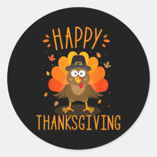 Sticker Rond Bon thanksgiving Pour Dîner En Famille De La Fête 