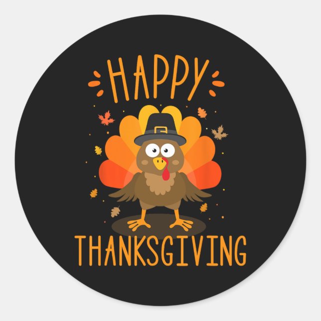 Sticker Rond Bon thanksgiving Pour Dîner En Famille De La Fête  (Devant)
