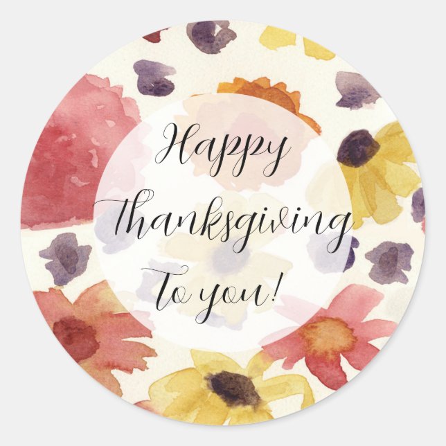 Sticker Rond Bon thanksgiving Pour Vous Fleurs Tombantes (Devant)