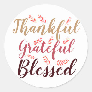 Sticker Rond bon thanksgiving Remerciant, Reconnaissant, Béni
