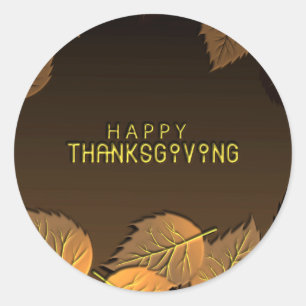 Sticker Rond Bon thanksgiving salutations avec feuilles d'autom