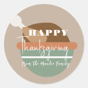 Sticker Rond Bon thanksgiving Turquie Bowl