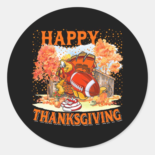 Sticker Rond Bon thanksgiving Turquie Jouer au football (Devant)