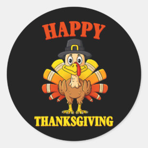Sticker Rond Bon thanksgiving Turquie Pèlerin Garçons Filles En