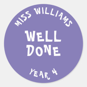 Sticker Rond Bon Travail Enseignant Encouragement Étoile Sticke