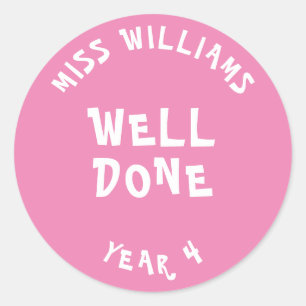 Sticker Rond Bon Travail Enseignant Encouragement Étoile Sticke