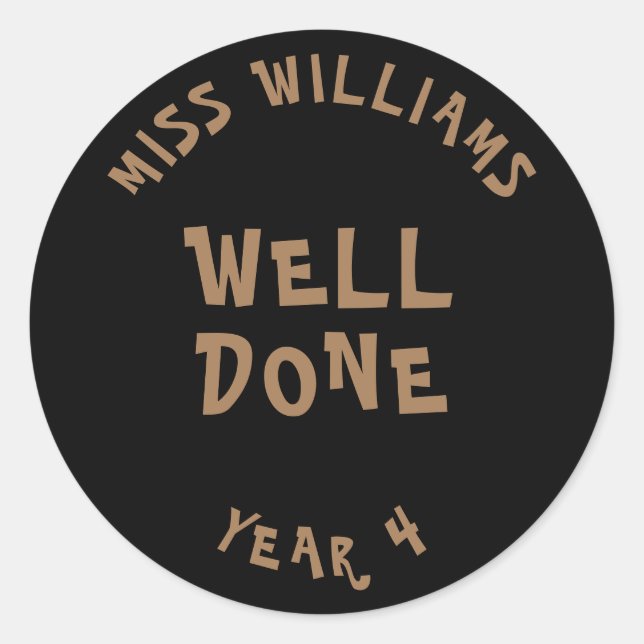 Sticker Rond Bon Travail Enseignant Encouragement Étoile Sticke (Devant)