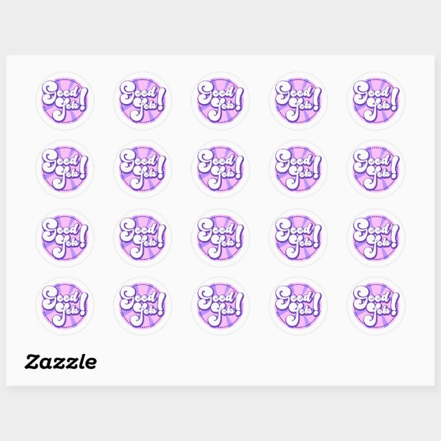 Sticker Rond Bon travail pourpre et rose (Feuille)