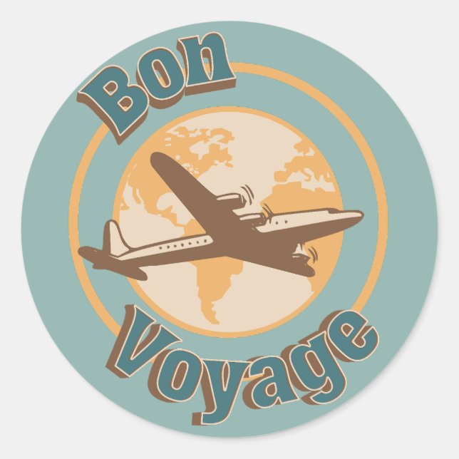 Sticker Rond Bon voyage Voyage Voyageons dans le monde design (Devant)