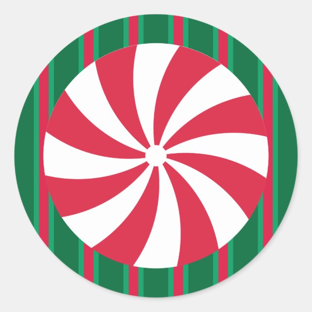 Sticker Rond Bonbon de menthe de Noël amusant et fantaisiste (Devant)