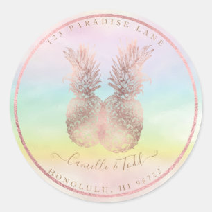 Sticker Rond Bonbon en coton Faux Rose Gold Double Ananas