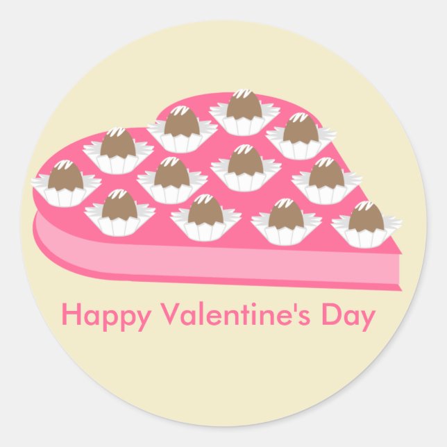 Sticker Rond Bonbons au chocolat en forme de coeur de Valentine (Devant)