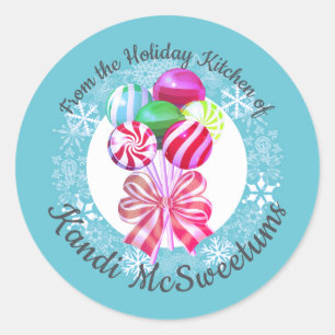 Sticker Rond Bonbons de Noël lollipops de la cuisine de