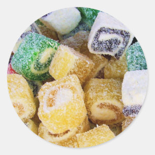 Sticker Rond Bonbons Dessert Peace Love Party Destinée