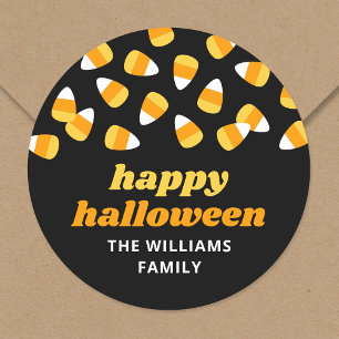 Sticker Rond Bonbons en forme de maïs Joyeux Halloween Party Fa