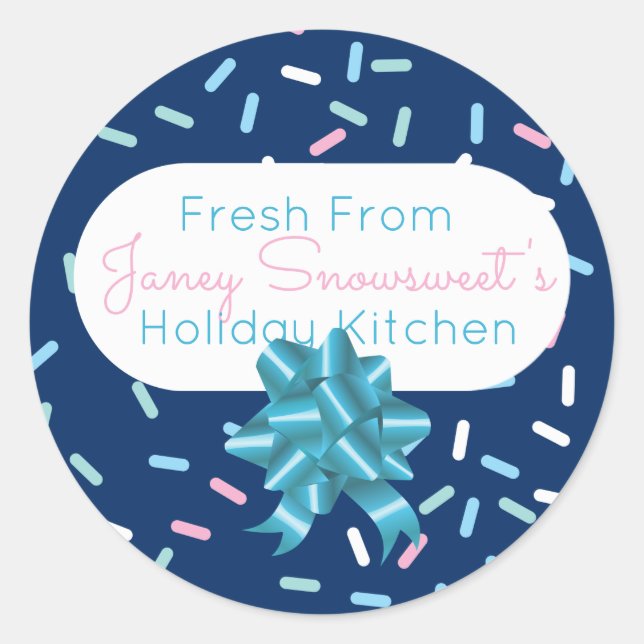 Sticker Rond Bonbons glaçant saupoudrer le biscuit de Noël à (Devant)