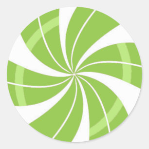 Sticker Rond Bonbons vert et blanc tourbillon, bonbons de menth