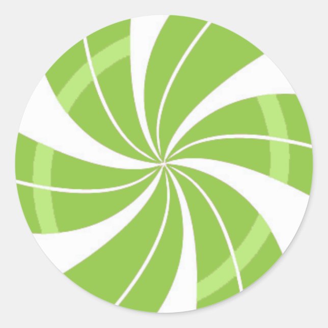 Sticker Rond Bonbons vert et blanc tourbillon, bonbons de menth (Devant)