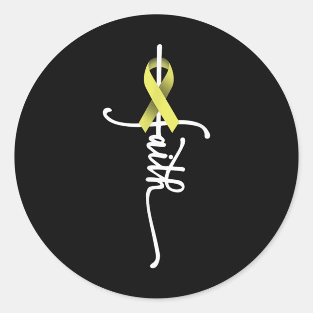 Sticker Rond Bone Cancer Faith Sarcoma Bone Cancer Awareness Su (Devant)