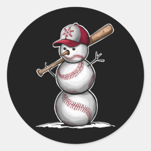 Sticker Rond Bonhomme de neige de baseball Boules Neige Noël Xm