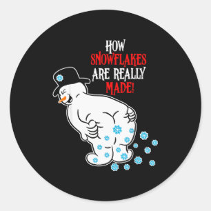Sticker Rond Bonhomme de neige drôle Comment les flocons de nei