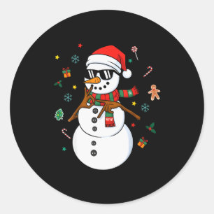 Sticker Rond Bonhomme de neige Six Sept Mème Noël Pyjama 6 Et 7