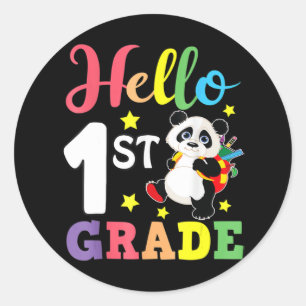 Sticker Rond Bonjour 1ère Année Cute Panda Retour À L'École Étu