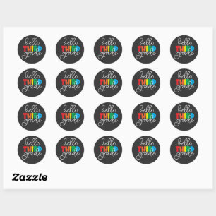 Sticker Rond Bonjour 3e année - Jolie couleur de retour à l'éco